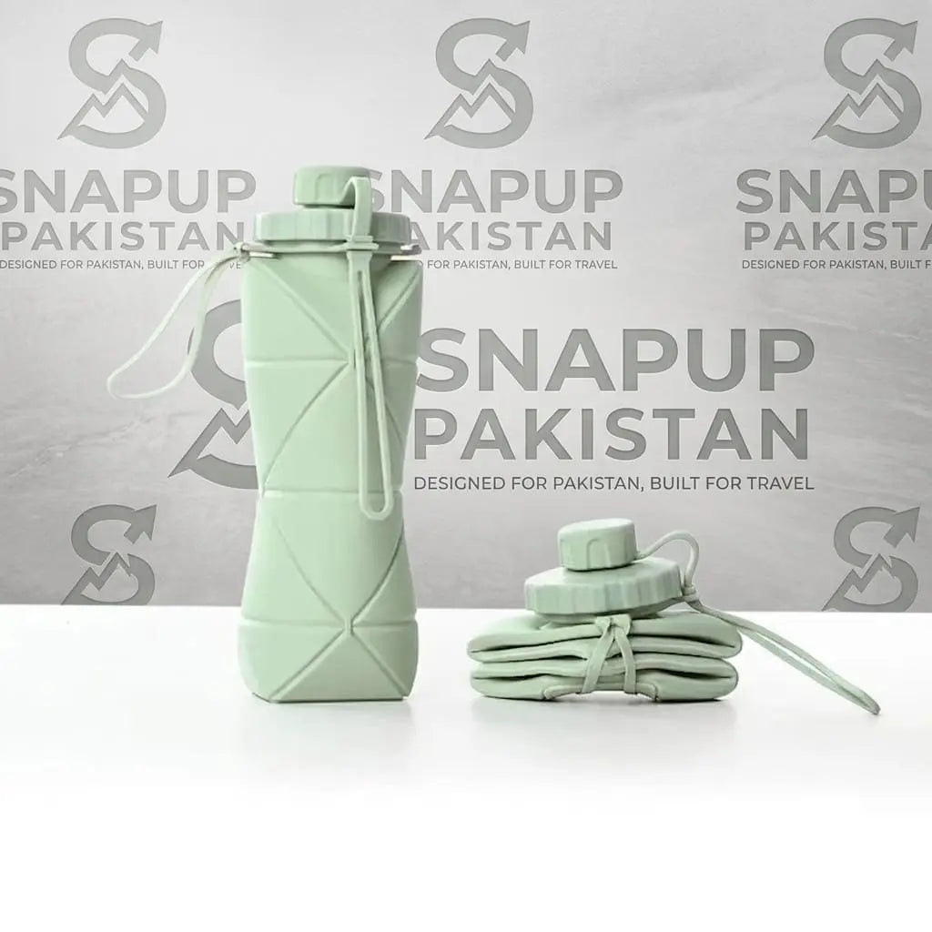 Portable Silicone Folding Water Bottle – 600ML | Leakproof Collapsible Sports Bottle SnapUp Pakistan 999.00 Green