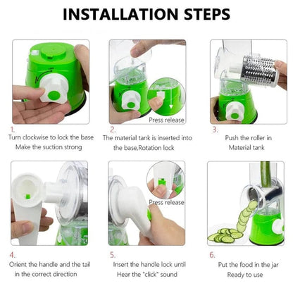 Manual Rotary Grater Side View Showing Hand Crank and Suction Cup Bottom
