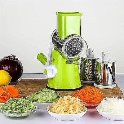 Compact Rotary Food Grater with Removable Stainless Steel Drums