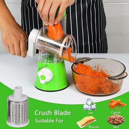 Manual Drum Grater Fine Coarse and Slicing Blades for Kitchen Use
