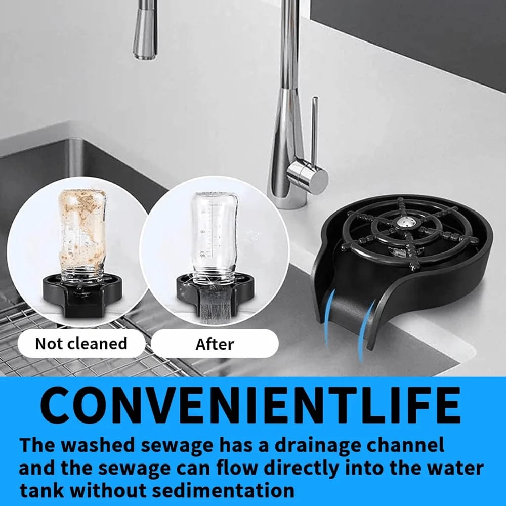 Kitchen sink glass rinser chrome design